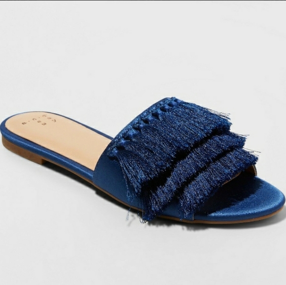 a new day Shoes - Satin Fringe Slide Sandals